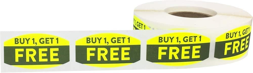 AusPacks "Buy 1 Get 1" BOGO Grocery Store Food Labels .75 x 1.375 Inch 500 Total Adhesive Stickers