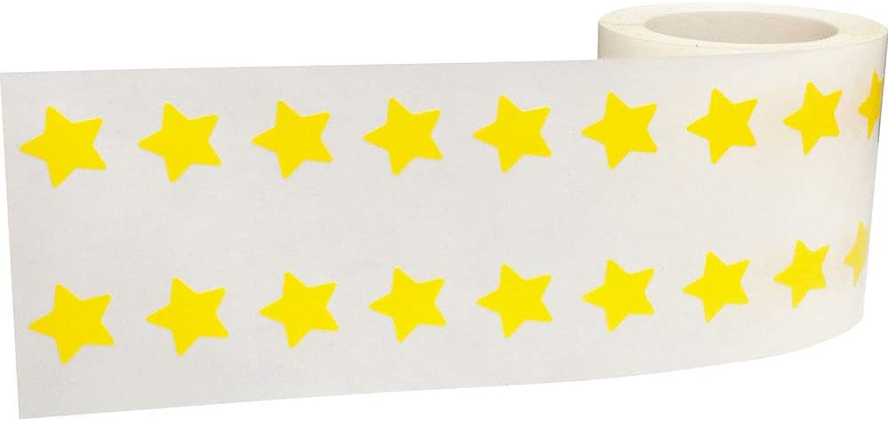 AusPacks Yellow Star Shape Stickers 0.50 Inch 1,000 Adhesive Labels