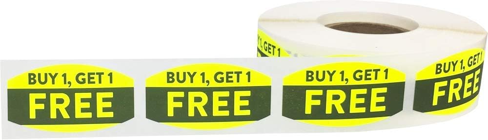 AusPacks "Buy 1 Get 1" BOGO Grocery Store Food Labels .75 x 1.375 Inch 500 Total Adhesive Stickers