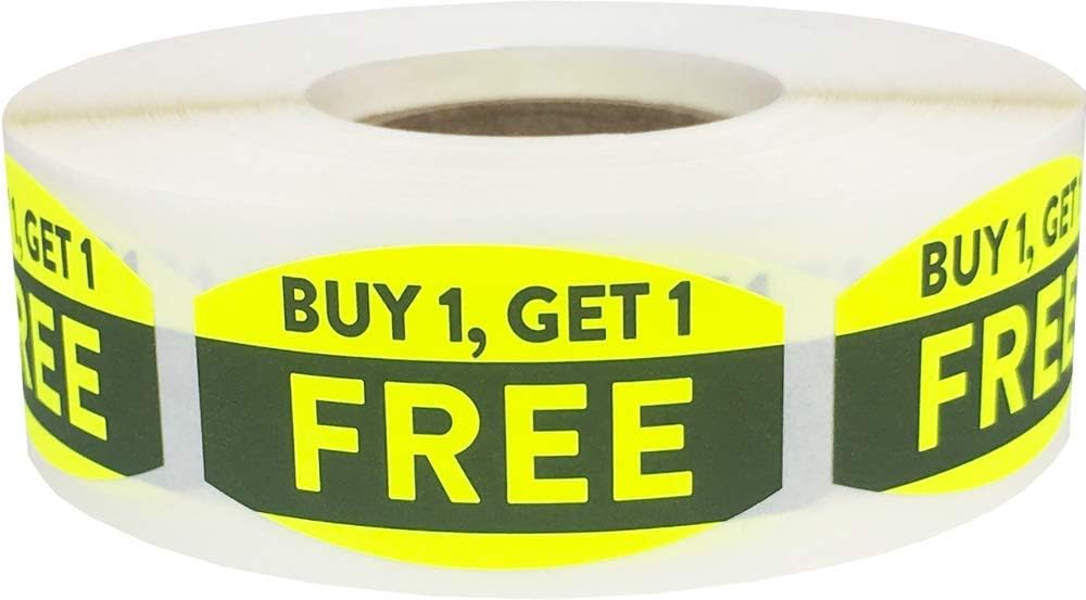 AusPacks "Buy 1 Get 1" BOGO Grocery Store Food Labels .75 x 1.375 Inch 500 Total Adhesive Stickers