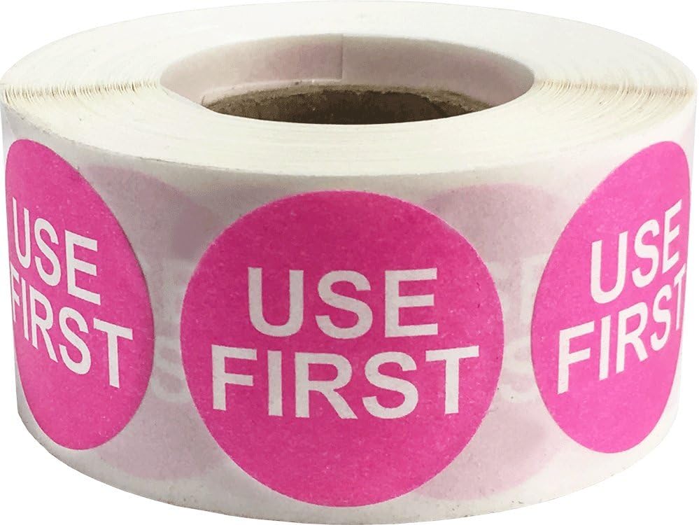 AusPacks Use First Labels for Food Rotation Shelf Life Prep 1 Inch Round Circle Dots 500 Adhesive Stickers