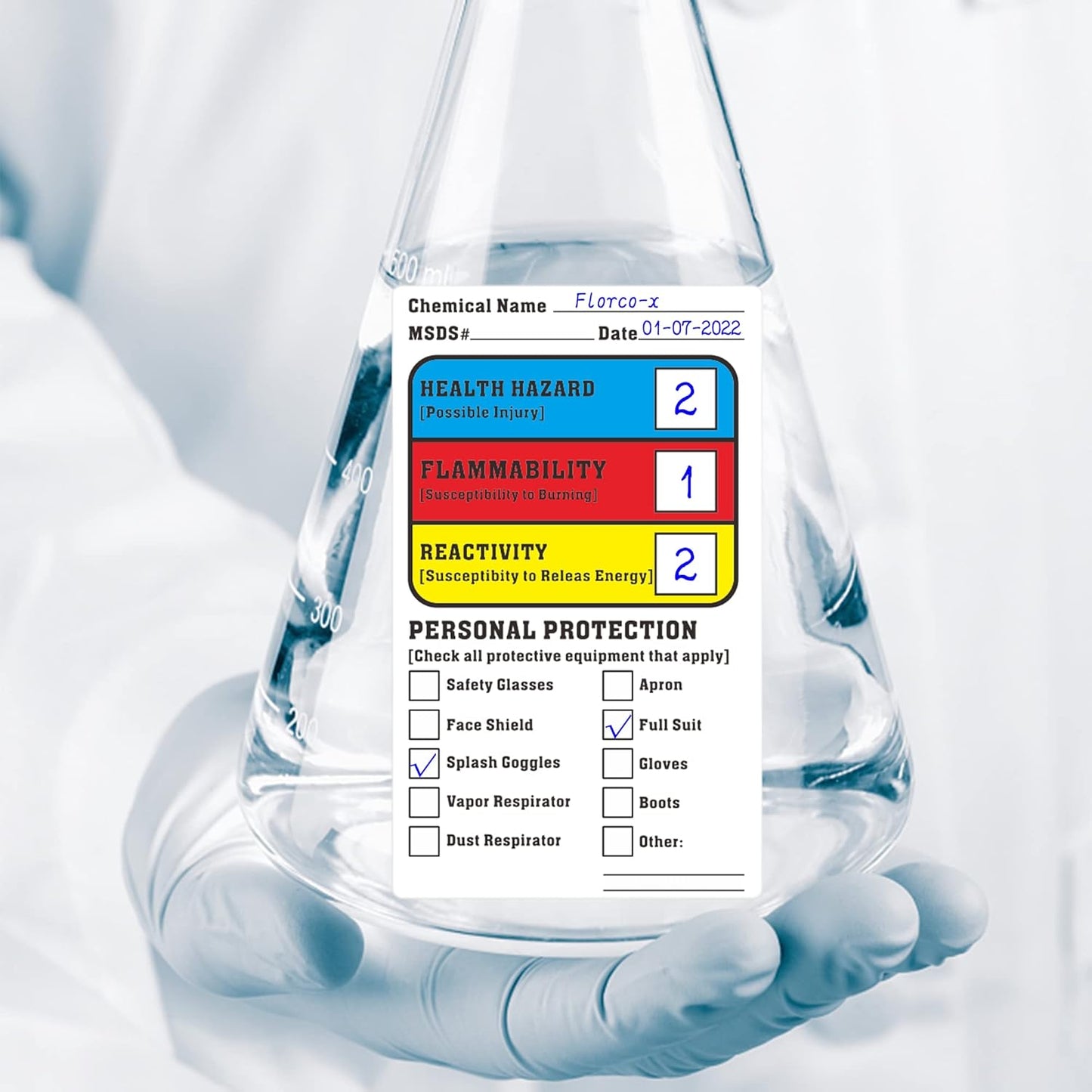 AusPacks 1.5×2.5 Inch SDS MSDS Safety Stickers for Chemical Identifying and Marking,Durable, HMIS & Hazard Compliant- 500 Stickers