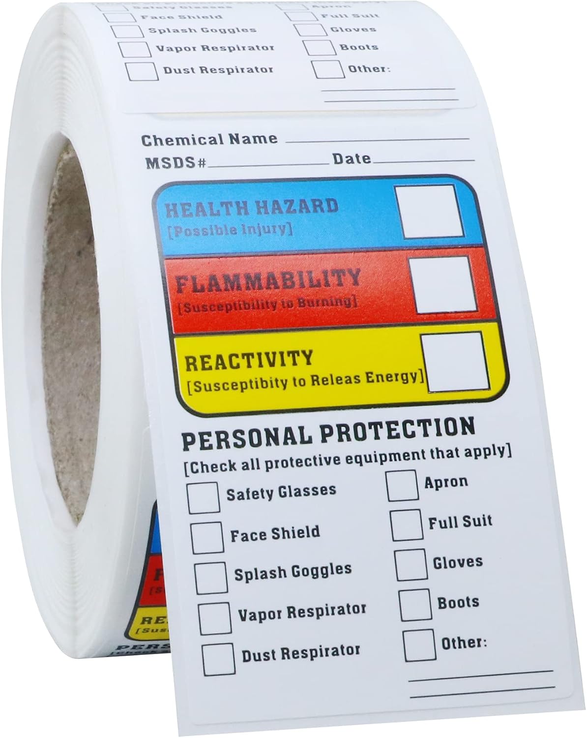 AusPacks 1.5×2.5 Inch SDS MSDS Safety Stickers for Chemical Identifying and Marking,Durable, HMIS & Hazard Compliant- 500 Stickers