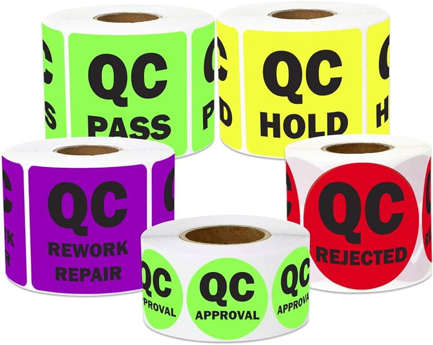 AUSPACKS QC Quarantine Labels, 40x20mm, Pack of 500