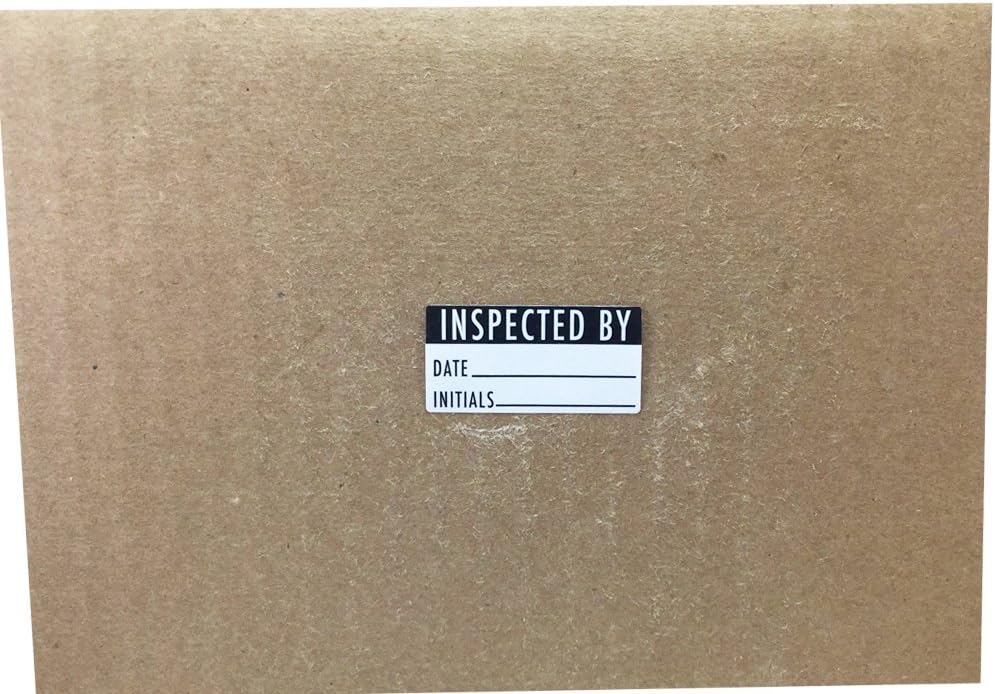 AusPacks "Inspected by" Rectangle Labels, Adhesive Stickers, 0.75" x 1.5", Pack of 500