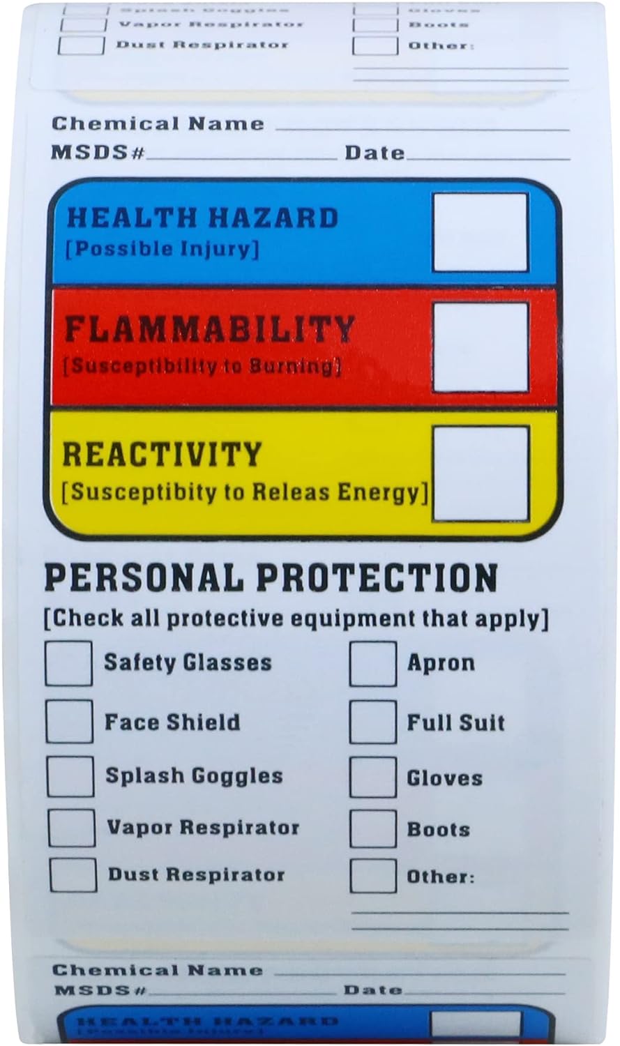 AusPacks 1.5×2.5 Inch SDS MSDS Safety Stickers for Chemical Identifying and Marking,Durable, HMIS & Hazard Compliant- 500 Stickers